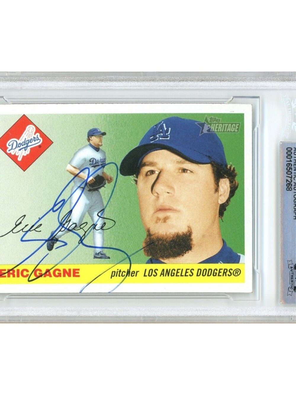 Eric Gagne Signed 2004 Topps Heritage #111 LA Dodgers Beckett BAS Slabbed Auto